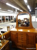 SUMTER CABINET COMPANY TALL MIRRORED DRESSER; BEAUTIFUL OAK PIECE, PART OF A LARGE SET LISTED IN