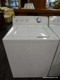 GENERAL ELECTRIC WASHING MACHINE; WHITE IN COLOR, TOP LOADING, SMALL TO SUPER LOAD SIZE OPTIONS,