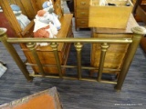 VINTAGE BRASS BED; COLUMN POSTS WITH BANISTER STYLE DESIGN AT HEAD AND FOOT. COMES WITH RAILS AS
