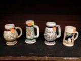 BEER STEINS; LOT OF 4 MINIATURE BEERS STEINS (3 ARE AVON AND 1 IS MADE IN GERMANY)