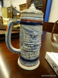 VINTAGE BEER STEIN; EARLY AIRCRAFT AND FLIGHT THEMED. HANDCRAFTED BY CERAMARTE IN BRAZIL EXCLUSIVELY