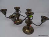 (DIS) STERLING CANDELABRA PAIR; ROGERS STERLING WEIGHTED REINFORCED, NUMBERED ON BOTTOM AS 1901-2.