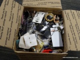 (TAB) DEALERS BOX LOT; INCLUDES COSTUME JEWELRY CONTENTS OF SILICONE MENS WEDDING BANDS, NECKLACES,