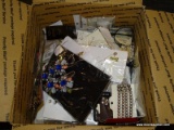 (TAB) DEALERS BOX LOT; INCLUDES COSTUME JEWELRY CONTENTS OF EARRINGS, NECKLACES AND RINGS