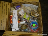 (TAB) DEALERS BOX LOT; INCLUDES COSTUME JEWELRY CONTENTS OF NECKLACES AND BRACELETS AND MORE!