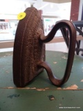 VINTAGE IRON; WITH HANDLE, PERFECT FOR DOORSTOP, HEARTH, OR FARMHOUSE DECOR. MEASURES ABOUT 6.5 IN