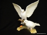 HOMCO MASTERPIECE PORCELAIN DOVES CERAMIC FIGURINE; MEASURES 8.5 IN TALL. MADE IN 1985 PER MARKINGS