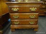 MAHOGANY 2-DRAWER NIGHT STAND; CHIPPENDALE STYLE PIECE WHICH MATCHES LOTS #90, #92, AND #96.