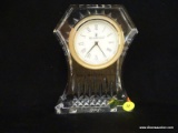 WATERFORD CRYSTAL DESK/MANTEL CLOCK; SOLID CRYSTAL WITH WATERFORD ETCHED MARKING, GORGEOUS HOURGLASS