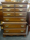 MAHOGANY CHEST OF DRAWERS; CHEST ON CHEST STYLE (ONE PIECE WITH STACKED APPEARANCE AND 5 TOTAL