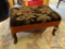 (LRM) OAK STOOL WITH FLORAL UPHOLSTERED SEAT- 16