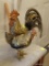 (LRM) HEAVY BRONZED AND PAINTED ROOSTER AND CHICKEN FIGURES- ROOSTER-9