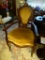(LRM) ANTIQUE VICTORIAN MAHOGANY ARM CHAIR WITH GOLD UPHOLSTERY-22