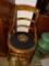 (DR) ANTIQUE WALNUT VICTORIAN SIDE CHAIR WITH NEEDLEPOINT SEAT- REFINISHED- 17