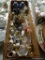 (DR)TRAY LOT OF MINIATURES- SLAT AND PEPPER SHAKERS, DUCK FIGURINES, SATSUMA VASES, ETC.