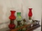 (DR) 5 MINIATURE OIL LAMPS WITH CHIMNEYS- 4- 8