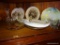 (DR) IN CORNER CAB)- MISC.. LOT OF PORCELAIN AND GLASS- HAND PAINTED GERMAN PLATE, COLLECTOR CHURCH