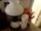 (HALL) 3 ITEMS- MILK GLASS HOBNAIL LAMP WITH MATCHING SHADE, 11