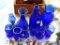 (LRM) 7 COBALT BLUE GLASS- 3 EYE CUPS, 4