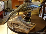 (LRM) WOOD CARVED AND HAND PAINTED SANDPIPER ON DRIFTWOOD-UNSIGNED- 11