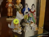 (LRM) OCCUPIED JAPAN FIGURINES- MOTHER DOG AND 3 PUPS AND 3