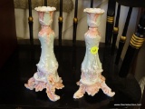 (LRM) PR. OF FRENCH LIMOGES HAND PAINTED CANDLEHOLDERS8.5