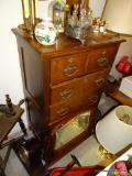 (DR) ANTIQUE VICTORIAN MAHOGANY 2 OVER 4 TALL CHEST- REFINISHED READY FOR THE HOME- CAST BRASS
