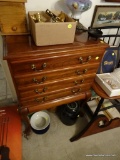 (DR) CHERRY QUEEN ANNE SILVER CHEST- EXCELLENT CONDITION- 4 DOVETAIL DRAWERS WITH MAPLE