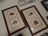 (DR)PR. OF FRAMED AND DOUBLE MATTED CROSS STITCH OF HISTORIC YORKTOWN HOMES IN CHERRY FRAMES- 9