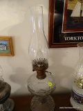 (DR) ANTIQUE OIL LAMP CONVERTED TO ELECTRIC WITH CHIMNEY-22