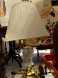 (DR) BRASS AND CRYSTAL LAMP WITH SHADE AND FINIAL- 27