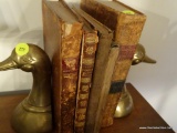 (DR) 5 ANTIQUE BOOKS- 3 LEATHER BOUND AND 2 CLOTH- 1801 EDITION OF