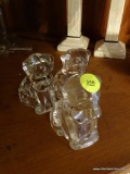 (DR) IN CORNER CAB) 3 ANTIQUE GLASS DOG CANDY CONTAINERS- 3
