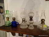 (DR) 5 VINTAGE MINIATURE OIL LAMPS WITH CHIMNEYS- 7.5
