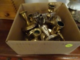 (DR) BOX LOT OF 7 CANDLEHOLDERS- 4 BRASS BALDWIN, 1 PR. OF MINIATURE BRASS BY COPPER CRAFT AND 2 PR.