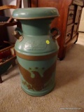 (HALL) ANTIQUE PAINTED MILK CAN WITH APPLIED EAGLE-30