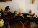 (HALL) 32 DECORATIVE WOODEN TOY ROCKING HORSES- BLACK ONE IS A HALLMARK COLLECTOR'S