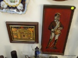 (ENTRANCE HALLWAY) 2 PICTURES- PAINTED ON WOOD OF CONTINENTAL ARMY CAVALRYMAN 9