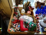 (LRM) TRAY LOT OF CHRISTMAS ORNAMENTS AND DECORATIONS