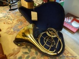 (LRM) ANTIQUE ALBERTO PINZA BRASS FRENCH HORN IN CASE- EXCELLENT CONDITION