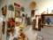 (KIT) ALL THE ITEMS IN THE CORNER WALL ABOVE SINK- WOODEN PLAQUE, TIN BREAD CONTAINER, ENAMEL AND