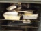 (KIT) LOT OF POTS AND PANS ( IN THE OVEN OF STOVE)' MEATLOAF PANS, 10.5