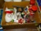 (DEN) BOX LOT OF MINIATURES- BRITISH ROYALTY PORCELAIN THIMBLES, GEORGE V MUG AND VASE, FIGURINES,