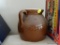 (DEN) BROWN SALT GLAZED SINGLE HANDLED LIDDED CROCK: 6 IN X 5.5 IN