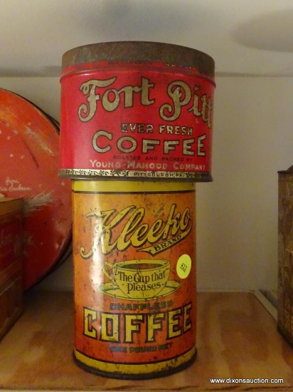 (KIT) 2 COFFEE TINS- FORT PITT-4"H AND KLECKE-7"H