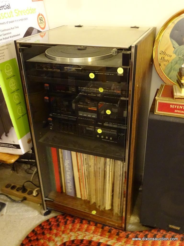 Lot Den Fisher Glass Door And Lift Top Stereo Cabinet 17 5 W X