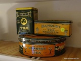 (KIT) 3 ANTIQUE ADVERTISING TEA TINS-BANQUET ROUND-10