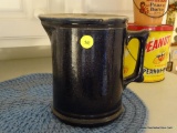 (KIT) ANTIQUE COBALT BLUE STONEWARE PITCHER- 7