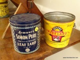 (KIT) 2 ANTIQUE LARD TINS- LUTER'S AND ARMOUR'S- 6