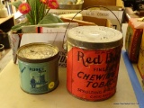 (DEN) 2 ANTIQUE ADVERTISING TOBACCO TINS- RED BELL BY SPAULDING AND MERRICK, CHICAGO-HAS PAPER LABEL